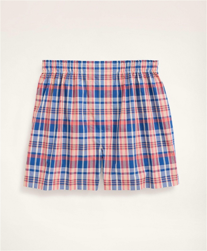 Photo: Brooks Brothers Men's Madras Boxers | Coral