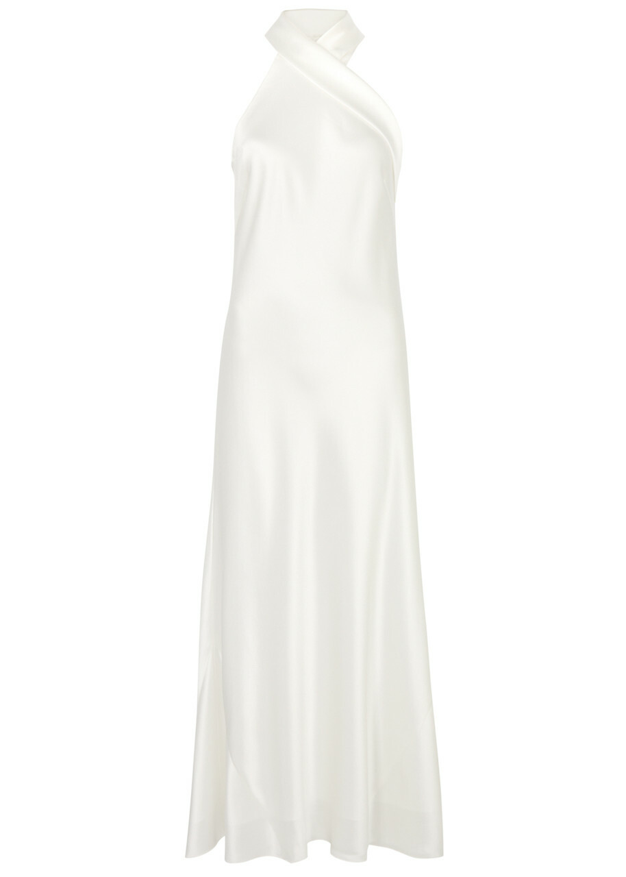 white halter dress graduation Berylove Women Halter White Graduation Dress A Line Mini Dress, White / US16 main image 0