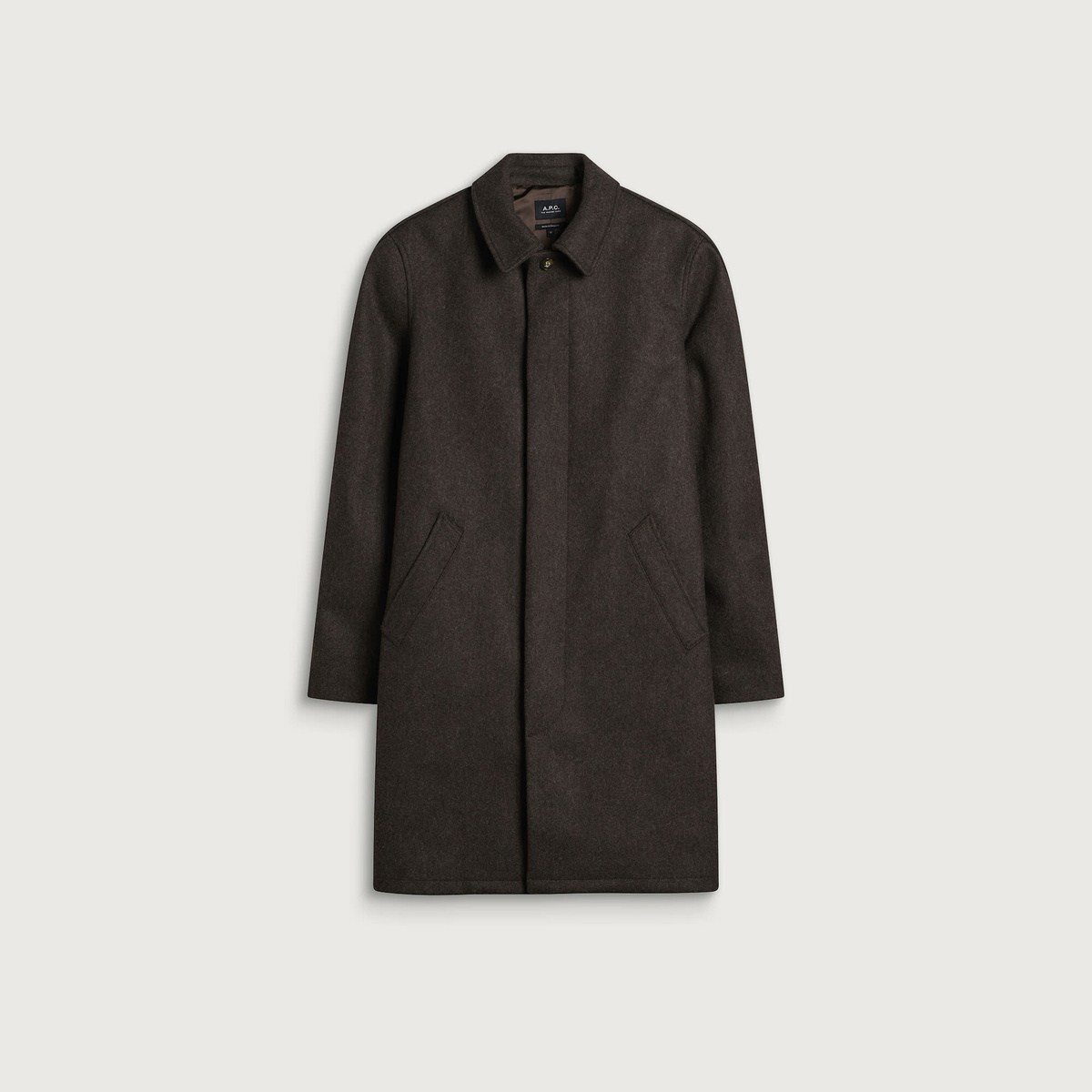 A.P.C. Men's Auster Heathered Wool Mac in Brown