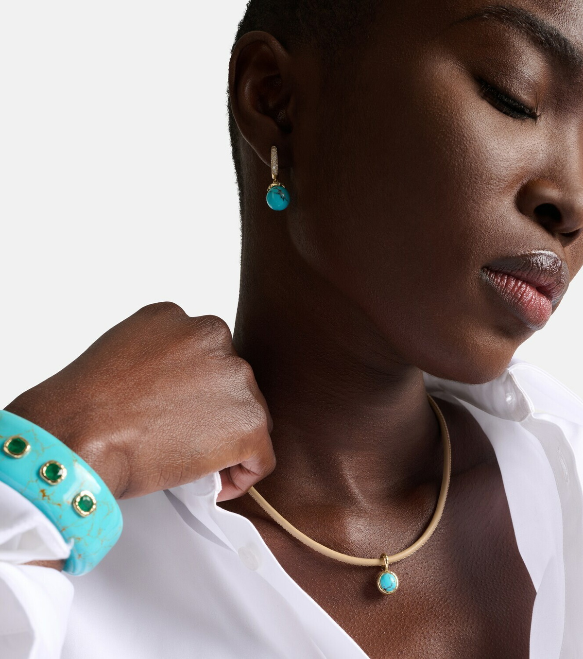 Octavia Elizabeth 18kt gold pendant necklace with turquoise