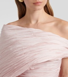 Marmar Halim Pleated taffeta bustier gown and cape set