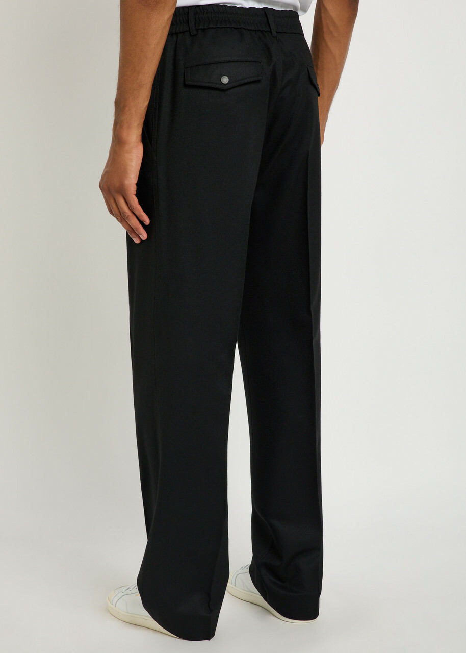 Moncler Wide-leg Wool Trousers Black