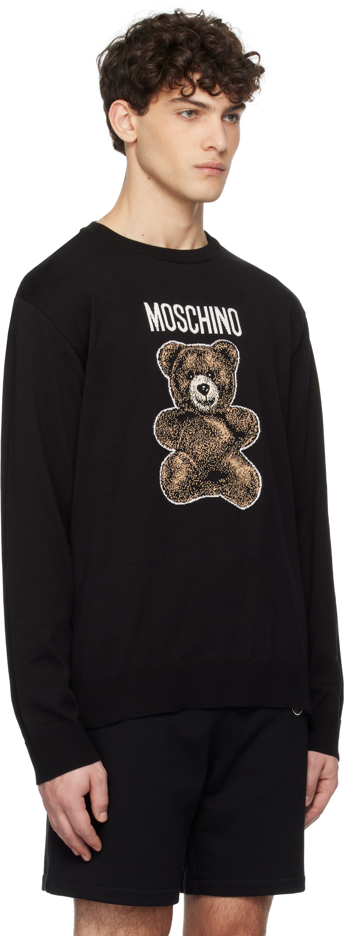 【送料&関税込】Moschino Teddy Bear Sweater Moschino Bear Logo Knit Jumper Black | Mainline Menswear