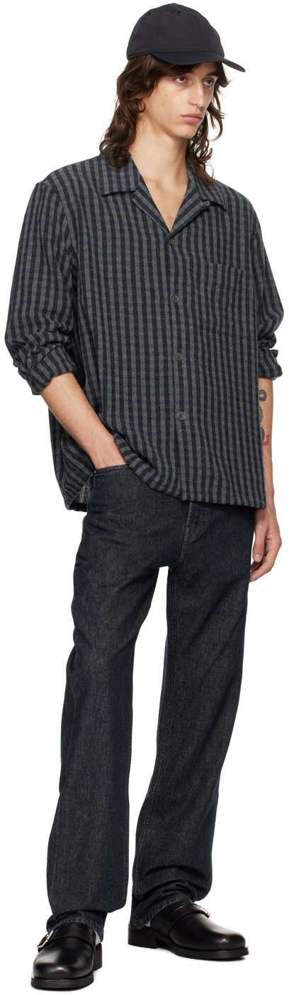 OUR LEGACY Navy & Blue Heusen Shirt Our Legacy OUR LEGACY Navy & Blue Heusen Shirt Our Legacy