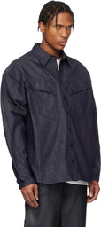 Mugler Navy Oversized Raw Denim Shirt