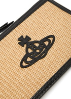 Vivienne Westwood Logo-appliquéd Raffia Clutch - Natural - One Size