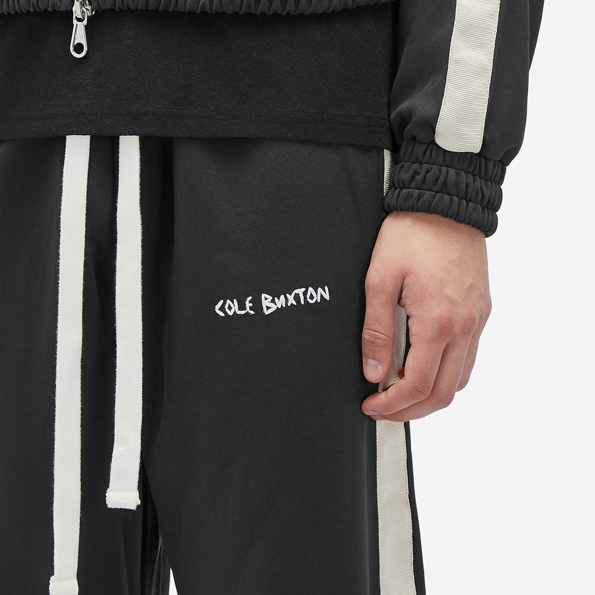 Cole Buxton Men's Crochet Stripe Track Pants in Vintage Black Cole