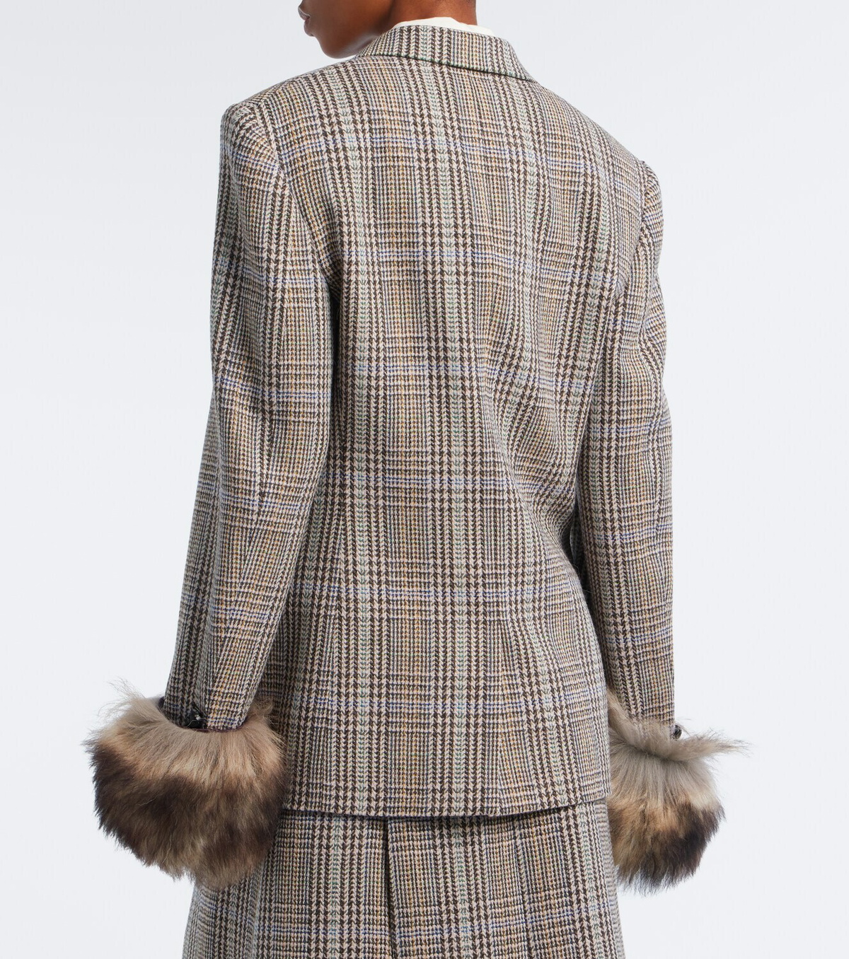 Acne Studios Checked shearling-trimmed wool blazer
