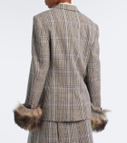 Acne Studios Checked shearling-trimmed wool blazer