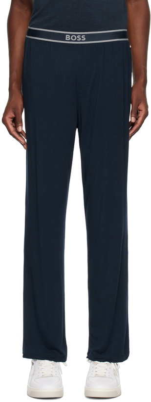 Photo: BOSS Navy Logo Waistband Sweatpants