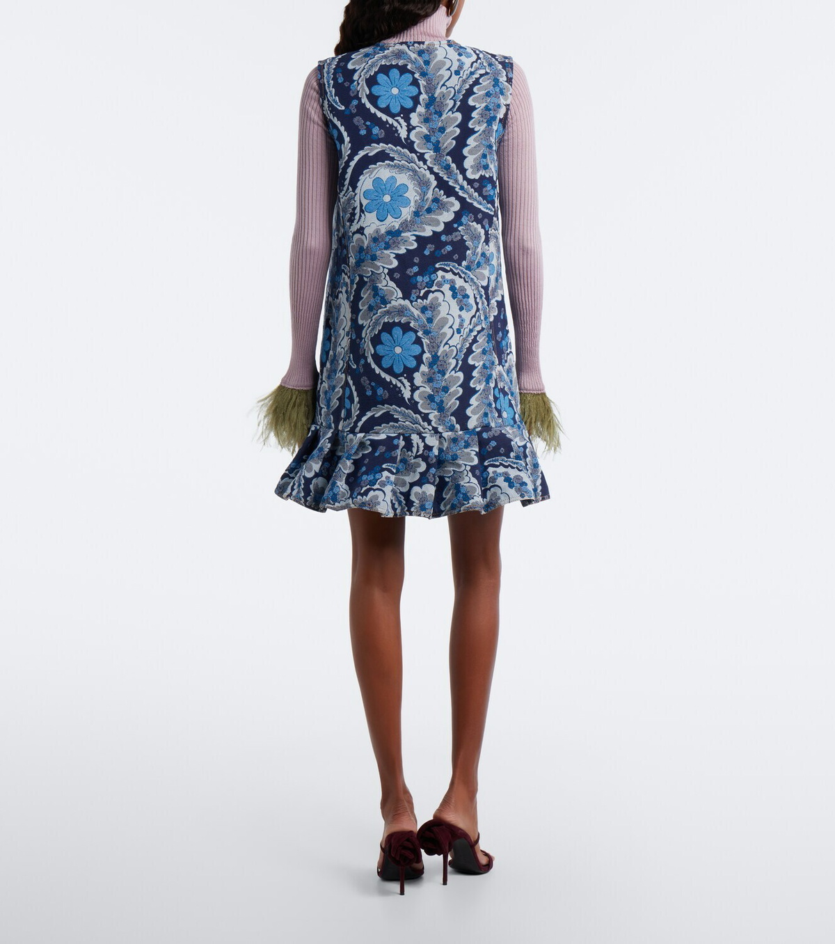La DoubleJ Root Beer floral jacquard minidress