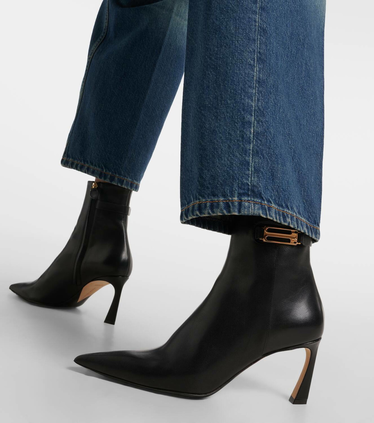 Victoria Beckham B Buckle 80 leather ankle boots