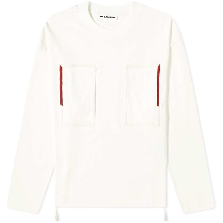 Photo: Jil Sander Long Sleeve Seam and Fringing Detail Tee