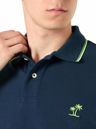 MC2 Saint Barth Blue Piquet Polo With St. Barth Logo And Contrasts
