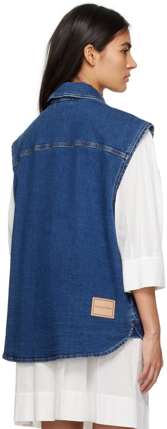 See by Chloé Indigo Oversized Denim Vest