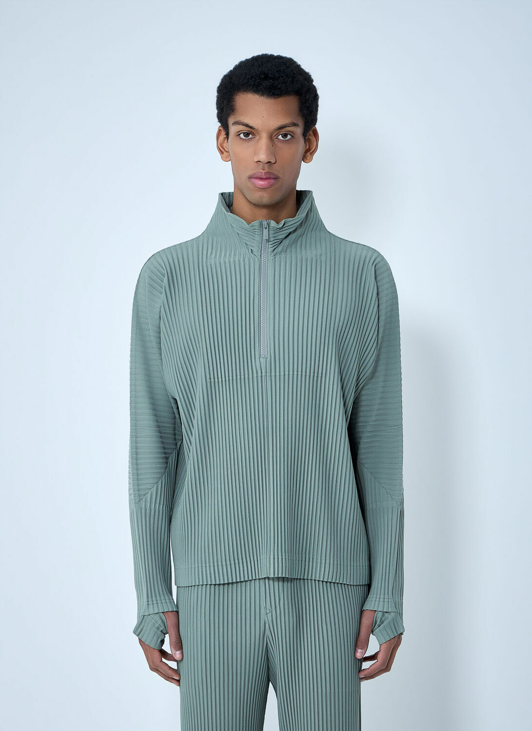 Homme Plissé Issey Miyake Pleated Quater Zip-Up Sweatshirt Homme