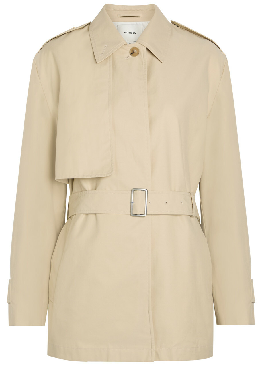 Vince Belted Cotton-blend Poplin Trench Jacket Yellow