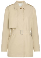 Vince Belted Cotton-blend Poplin Trench Jacket Yellow