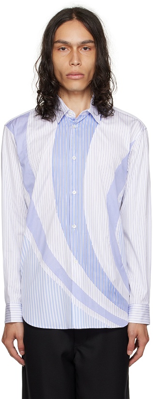 Photo: Comme des Garçons Shirt Blue & White Striped Shirt