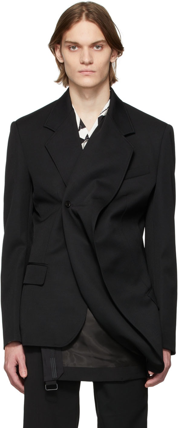 Y/Project Black Classic Twisted Lapel Blazer Y/Project