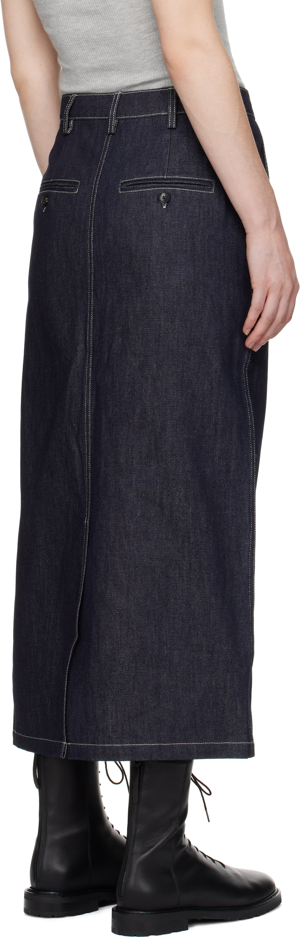 CO Navy Pencil Denim Midi Skirt