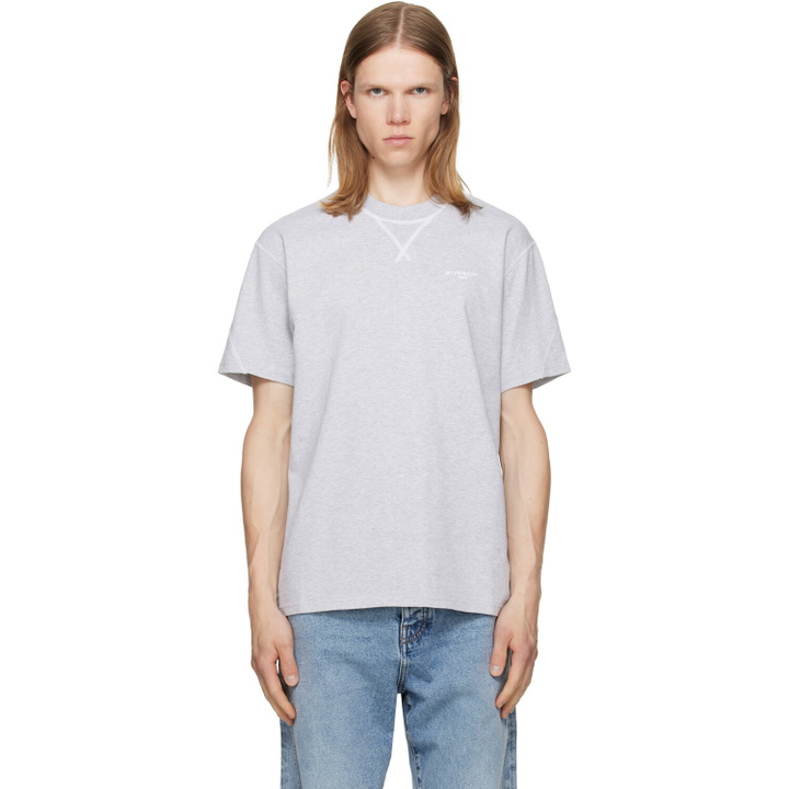 Photo: Givenchy Gray Contour Seam Contrasted Stitch T-shirt