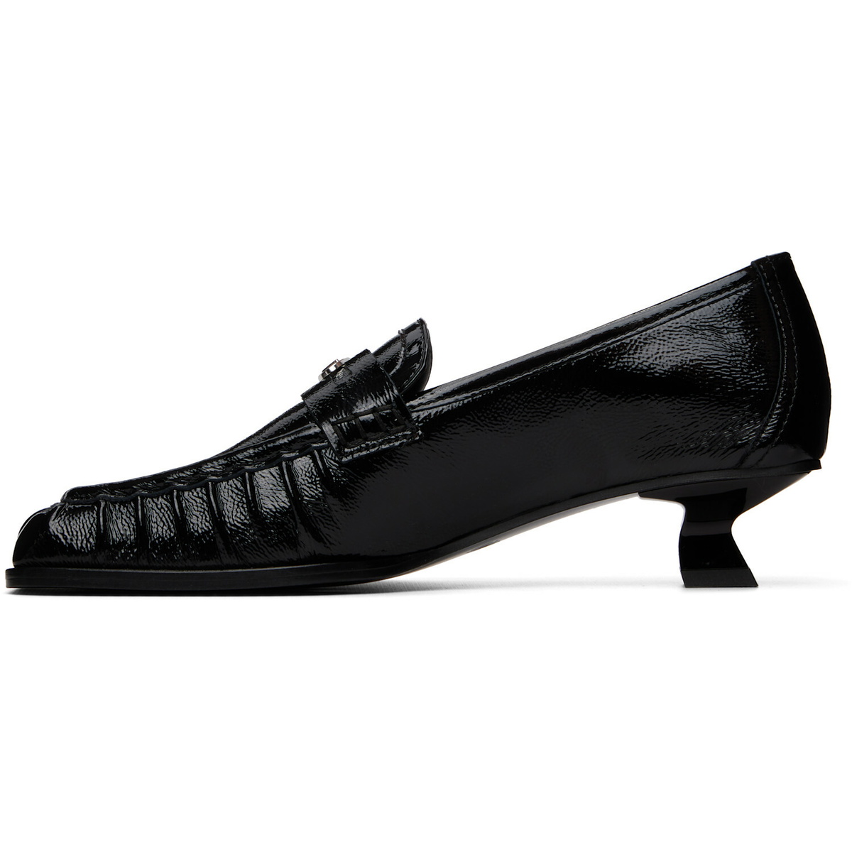 Diesel Black D-Amber-Penny Naplak Leather Loafer Heels