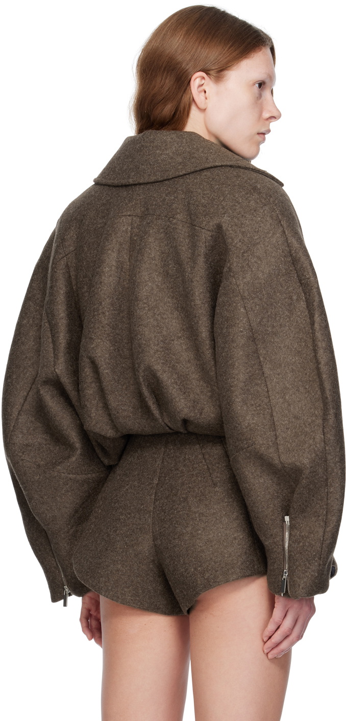 JACQUEMUS Le Manteau Filu ブラウン ストライプ ジャケット La Veste Filu striped belted blazer in beige - Jacquemus