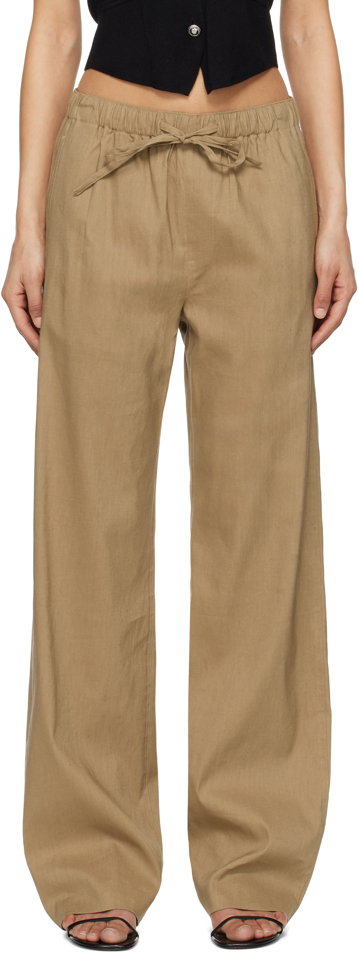 rag & bone Tan Logan Linen-Blend Beach Lounge Pants