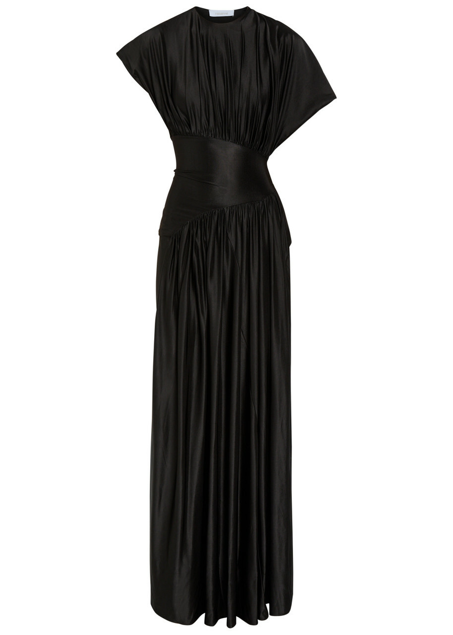 Rabanne Gathered Stretch-jersey Gown Black