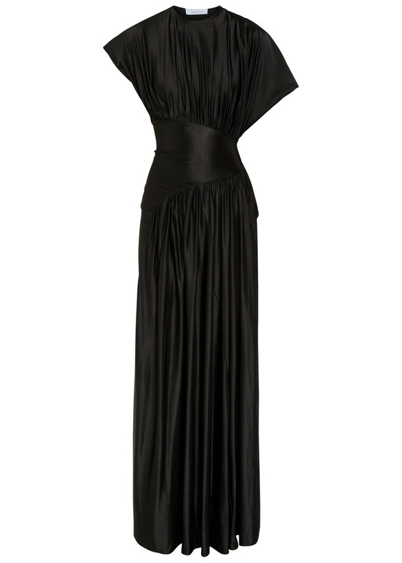 Photo: Rabanne Gathered Stretch-jersey Gown Black