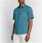 Thorsun - Striped Linen-Jacquard Shirt - Blue