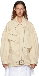 Simone Rocha Off-White Longline Biker Jacket
