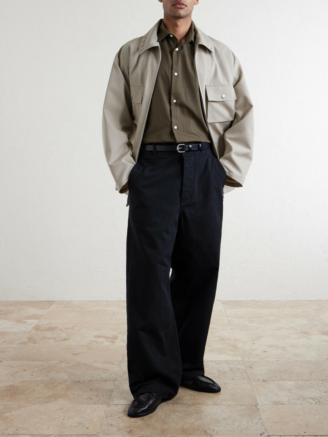 Kaptain Sunshine - Wide-Leg Cotton-Drill Trousers - Black