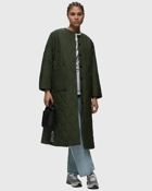 Ganni Quilt Long Coat Green - Womens - Coats