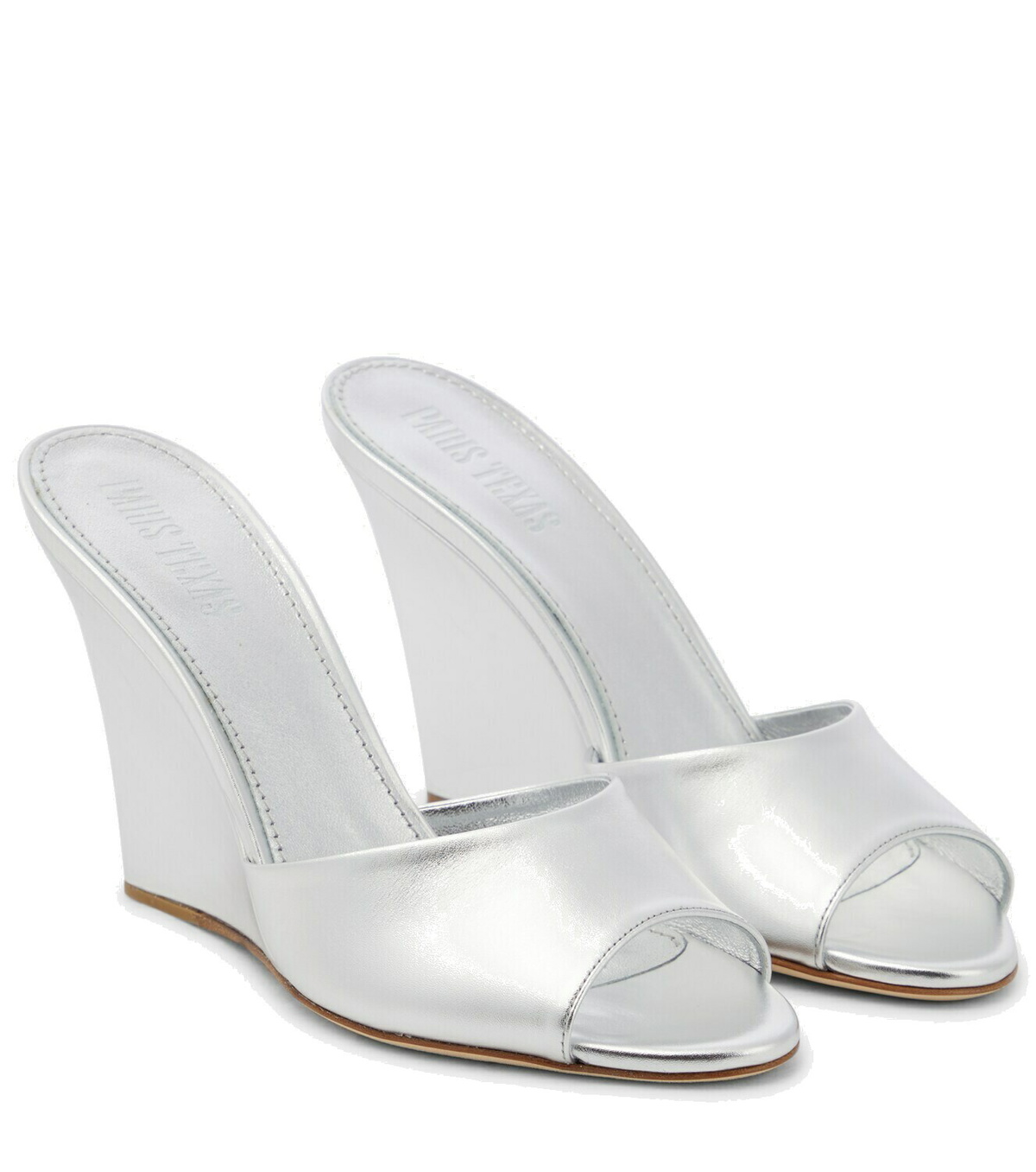 サンダル・ミュール PARIS TEXAS Green Leather Wanda Mules Paris Texas - Wanda metallic leather wedge mules Paris Texas