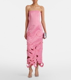 Leo Lin Rayna floral-appliqué bustier gown
