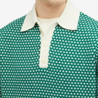 Drole de Monsieur Men's Drôle de Monsieur Jacquard Knit Polo Shirt in Dark Green