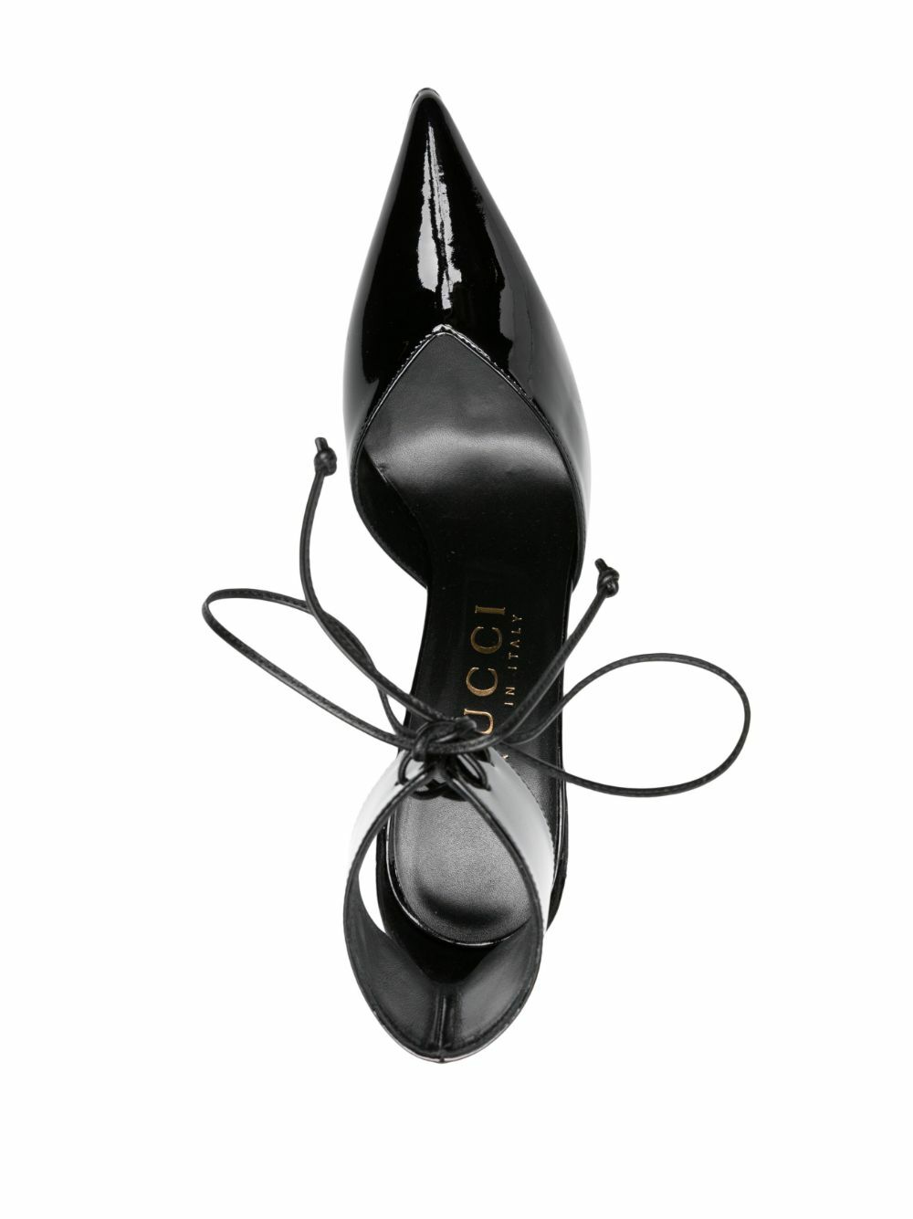 Gucci Black Lace-Up Patent Leather Pumps