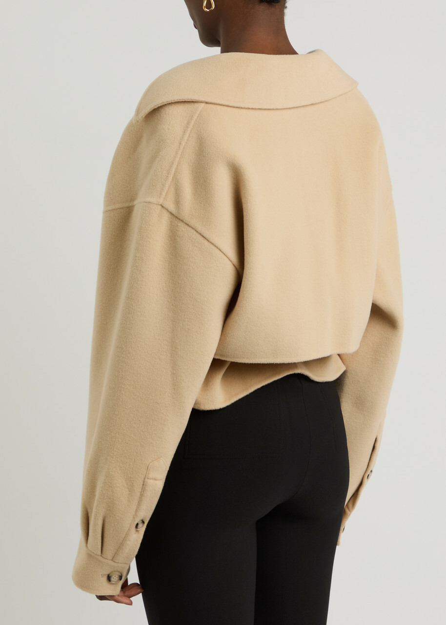 Nanushka Ticia Fringed Wool-blend Jacket Beige