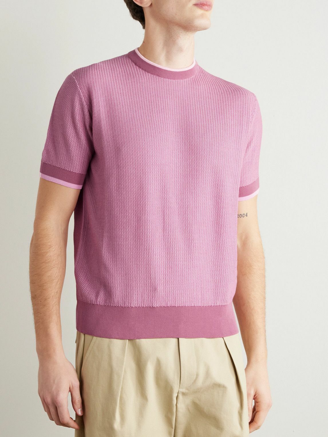 PIACENZA 1733 - Waffle-Knit Cotton T-Shirt - Pink
