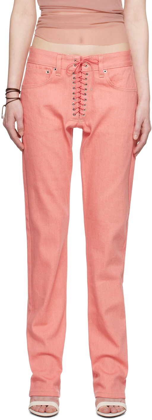 Ludovic de Saint Sernin Pink Lace-Up Jeans