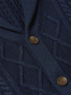 Peter Millar - Shawl-Collar Cable-Knit Wool, Yak and Cashmere-Blend Cardigan - Blue