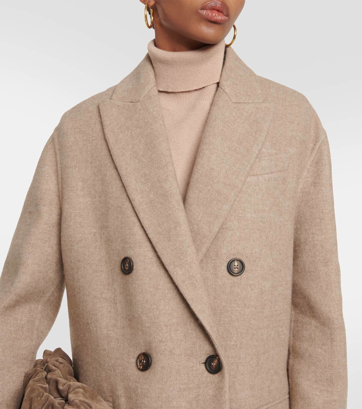 コート Brunello Cucinelli Double-Breasted Cashmere Coat Brunello Cucinelli - Blue double-breasted wool and cashmere