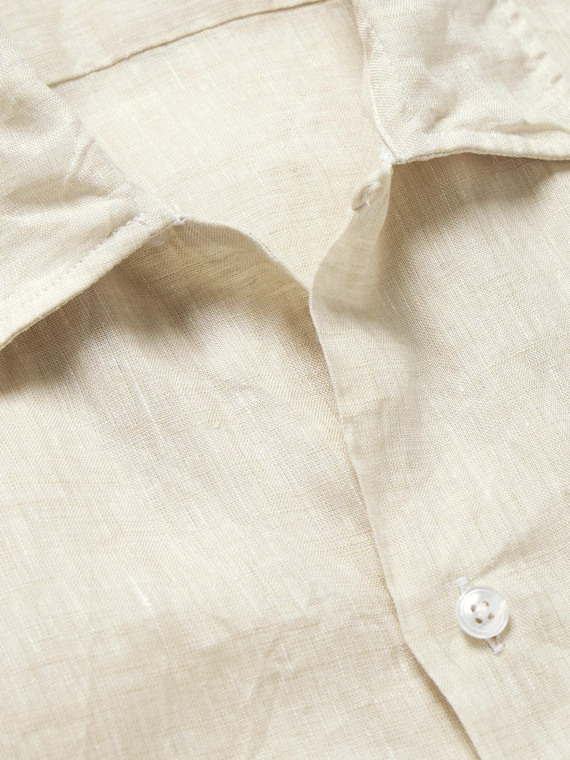Kingsman - Drake's Convertible-Collar Linen Shirt - Neutrals