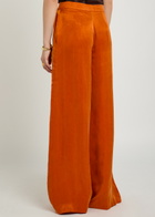 Delos Avra Wide-leg Brushed-satin Trousers Amber