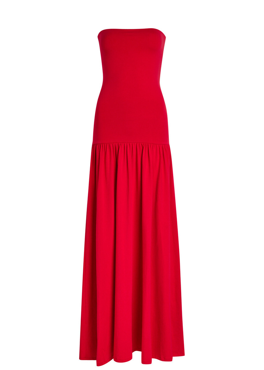 BY Malene Birger Marciella Strapless Stretch-cotton Maxi Dress Red