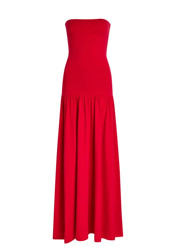Photo: BY Malene Birger Marciella Strapless Stretch-cotton Maxi Dress Red