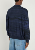 Loewe Logo-embroidered Striped Wool Polo Navy