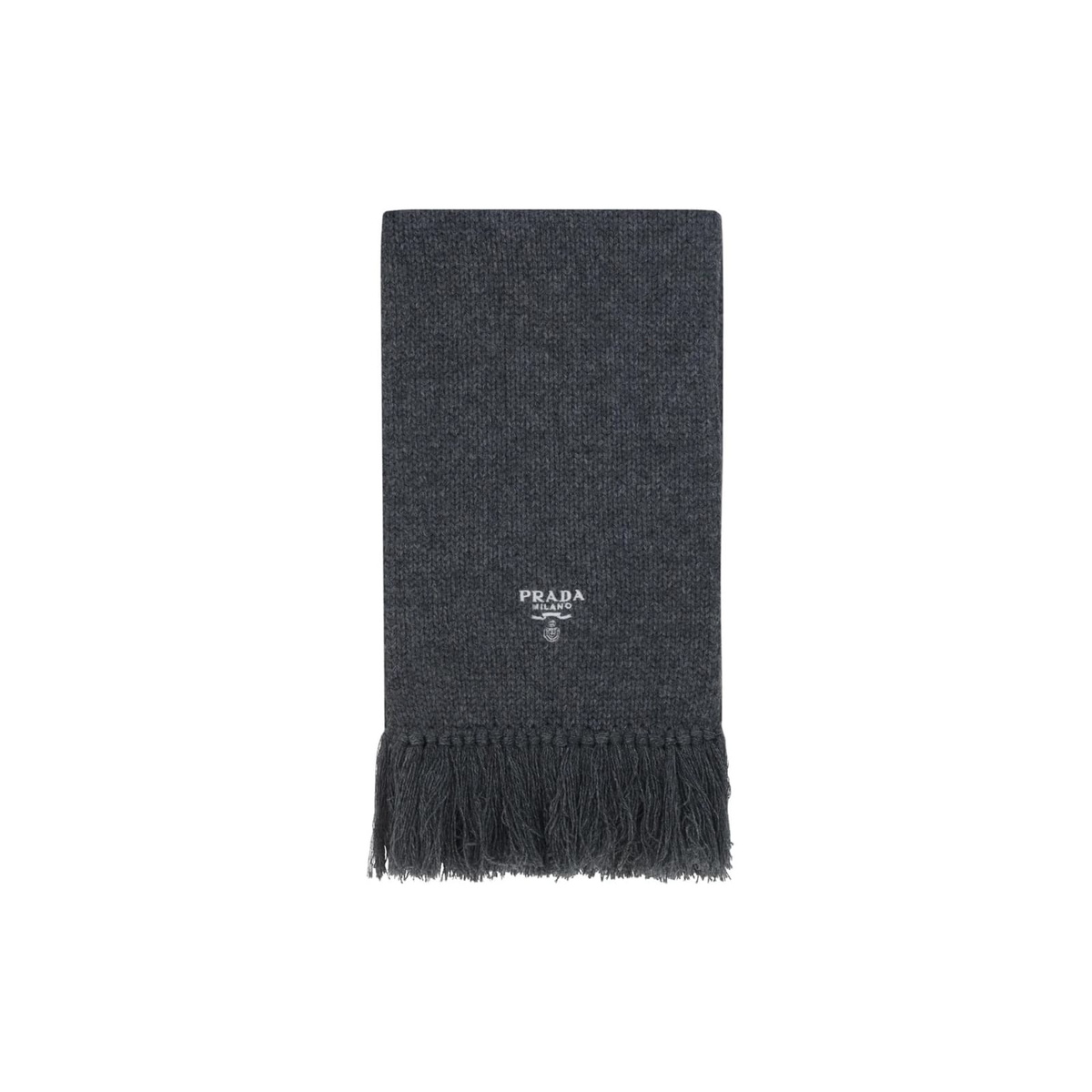 Re-Nylon Pocket Knitted Scarf in Black Prada